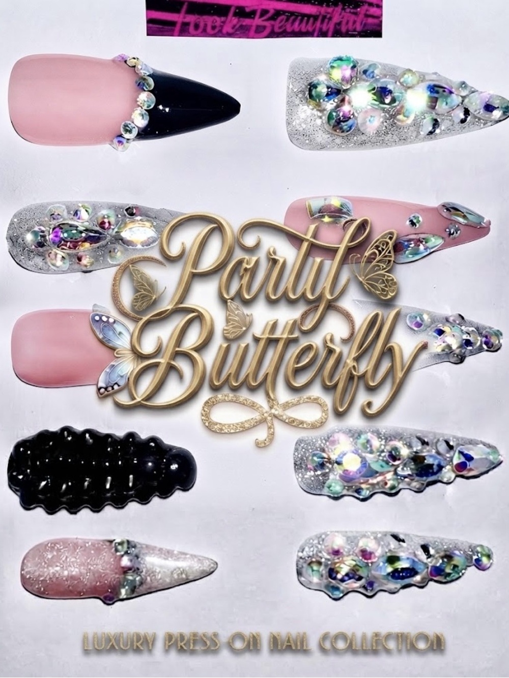 Look Beautiful Luxury press on nails reusable Party Butterfly 🦋